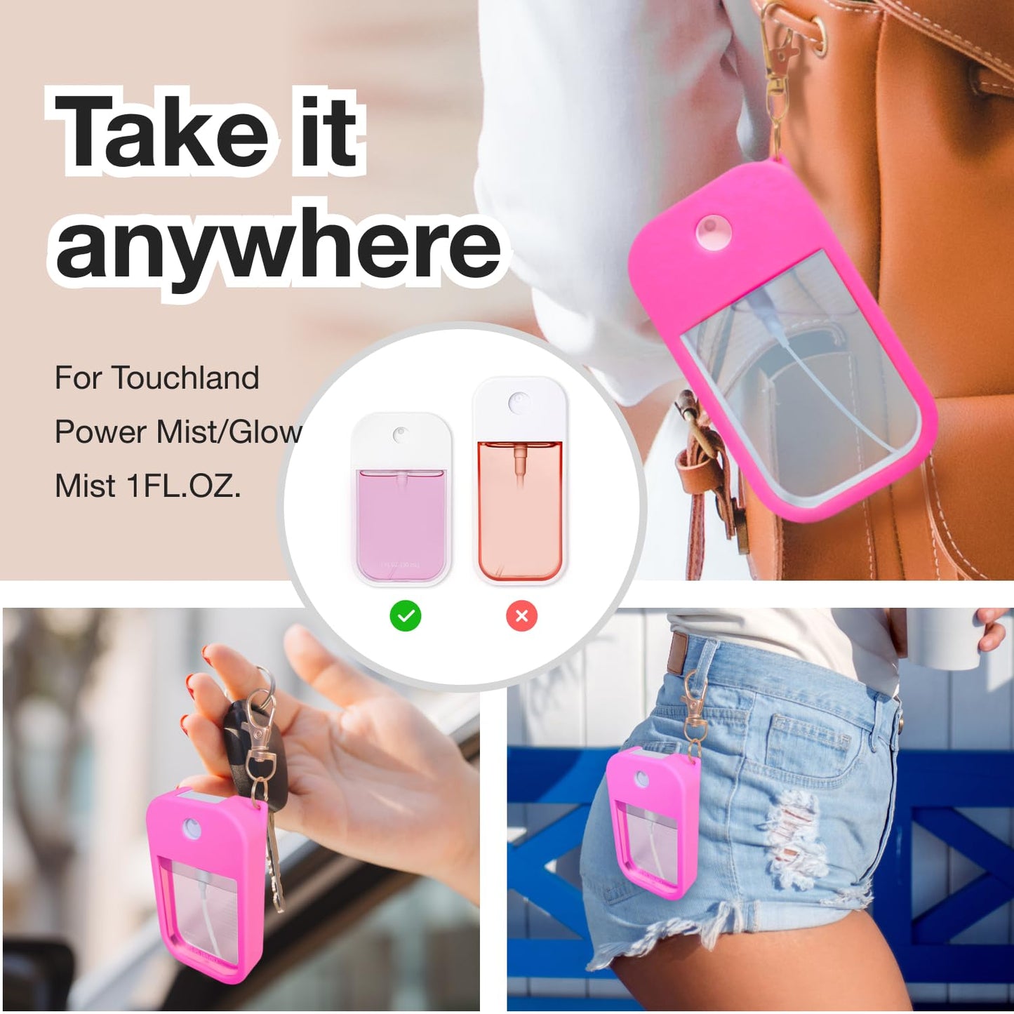 MILASONUS 4-Piece Soft Silicone Case for Touchland Power Mist (30 mL) – Protective & Stylish
