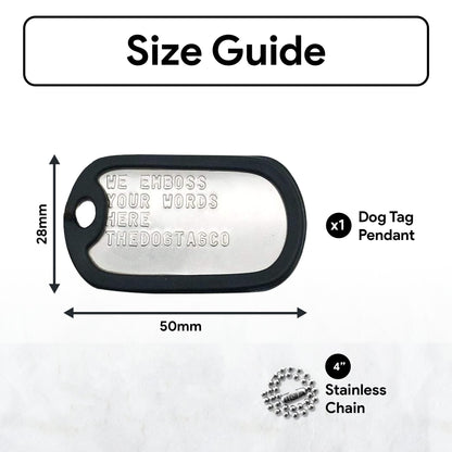 Military Dog Tag Stainless Steel Single Keychain, Emergency, Luggage Tag, Supplied supplied with 4" chain