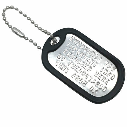 Military Dog Tag Stainless Steel Single Keychain, Emergency, Luggage Tag, Supplied supplied with 4" chain