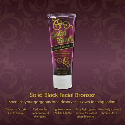 Millennium Tanning Solid Black Facial Bronzer – Skin-Firming Face Tanning Lotion | 4 oz