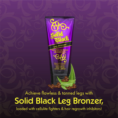 Millennium Tanning Solid Black Leg Bronzer – Ultra Dark Aloe-Infused Lotion (6.78 oz)