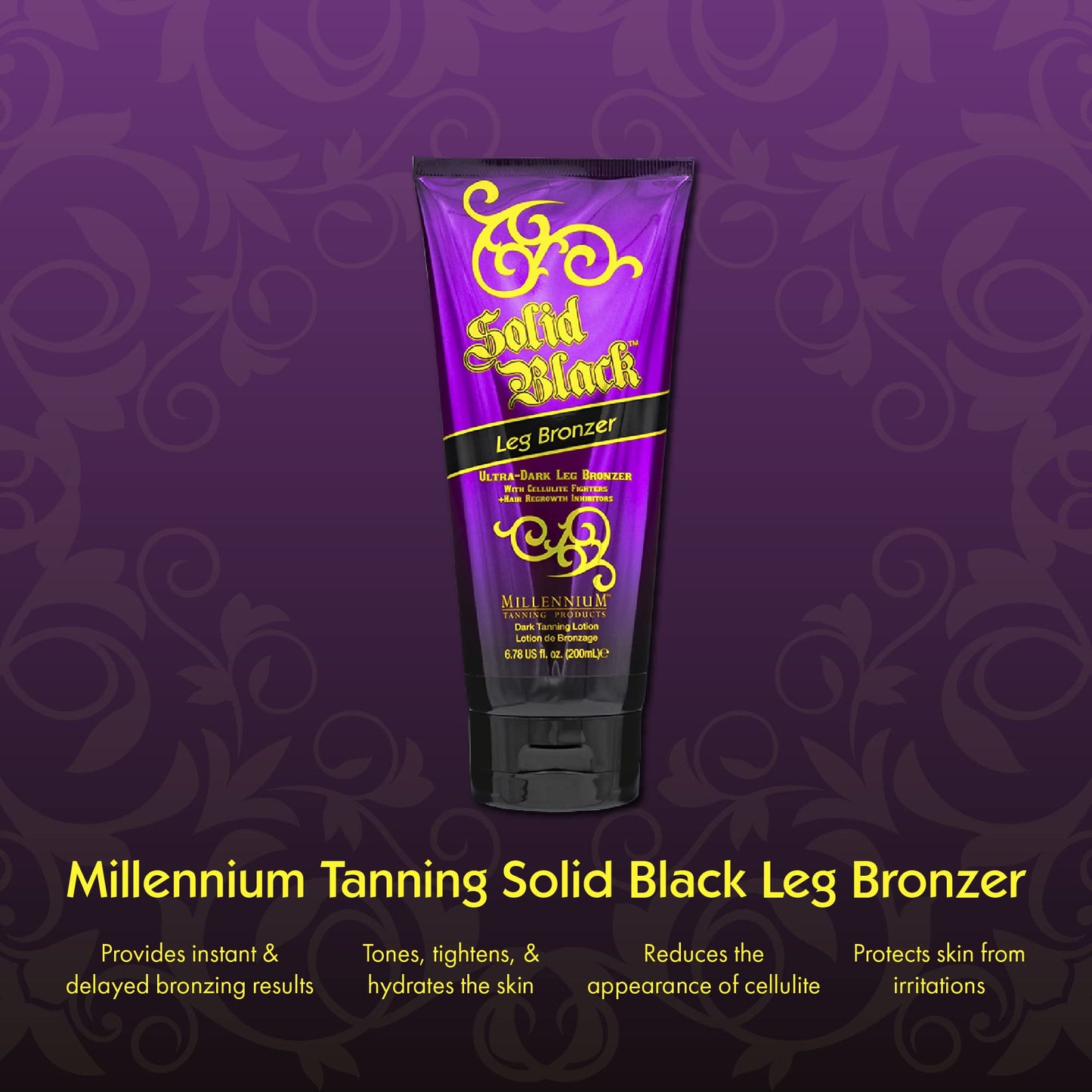 Millennium Tanning Solid Black Leg Bronzer – Ultra Dark Aloe-Infused Lotion (6.78 oz)