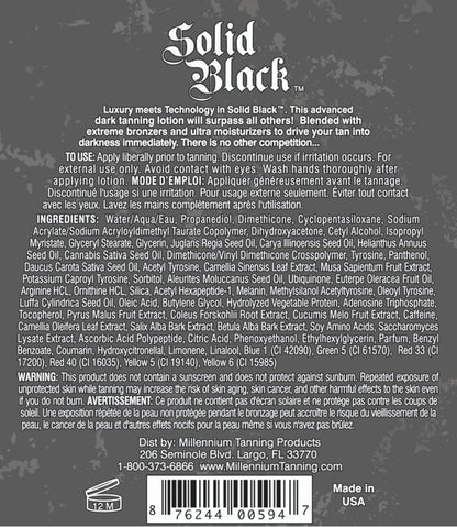 Millennium Tanning SOLID BLACK 100X Dark Tanning Lotion – Indoor/Outdoor Silicone Bronzer, 13.5 Fl oz