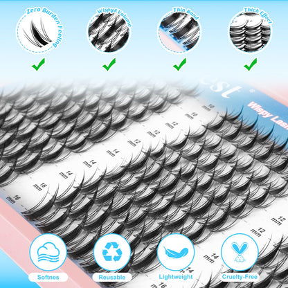 MilyBest Fairy Lash Clusters Kit – DIY 180 Pcs Lash Extensions 10–16mm with Bond & Seal