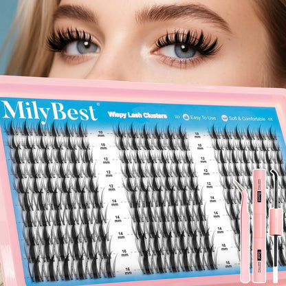 MilyBest Fairy Lash Clusters Kit – DIY 180 Pcs Lash Extensions 10–16mm with Bond & Seal