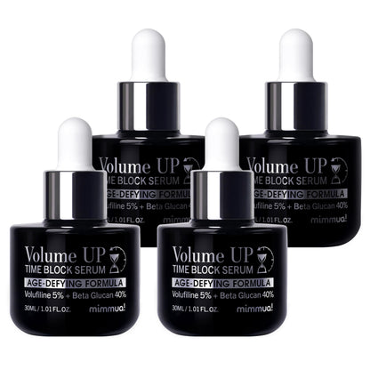 mimmua Volume Up Time Block Serum – 5% Volufiline + 40% Beta Glucan (30ml, 4-piece set)