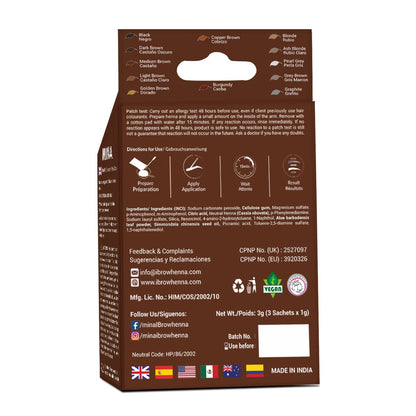 MINA ibrow Henna Medium Brown Tint Set – Up to 30 Applications, Vegan & Cruelty-Free