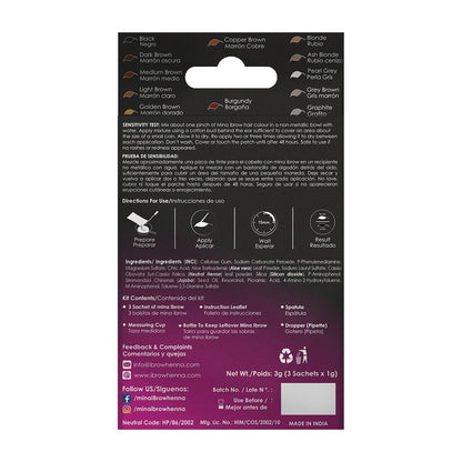 MINA iBrow Henna Hair Color Professional Tint Kit with Brush – Gray Coverage, Up to 6 Weeks, No Ammonia or Lead, Vegan & Cruelty-Free | Up to 30 Applications (Blonde)
