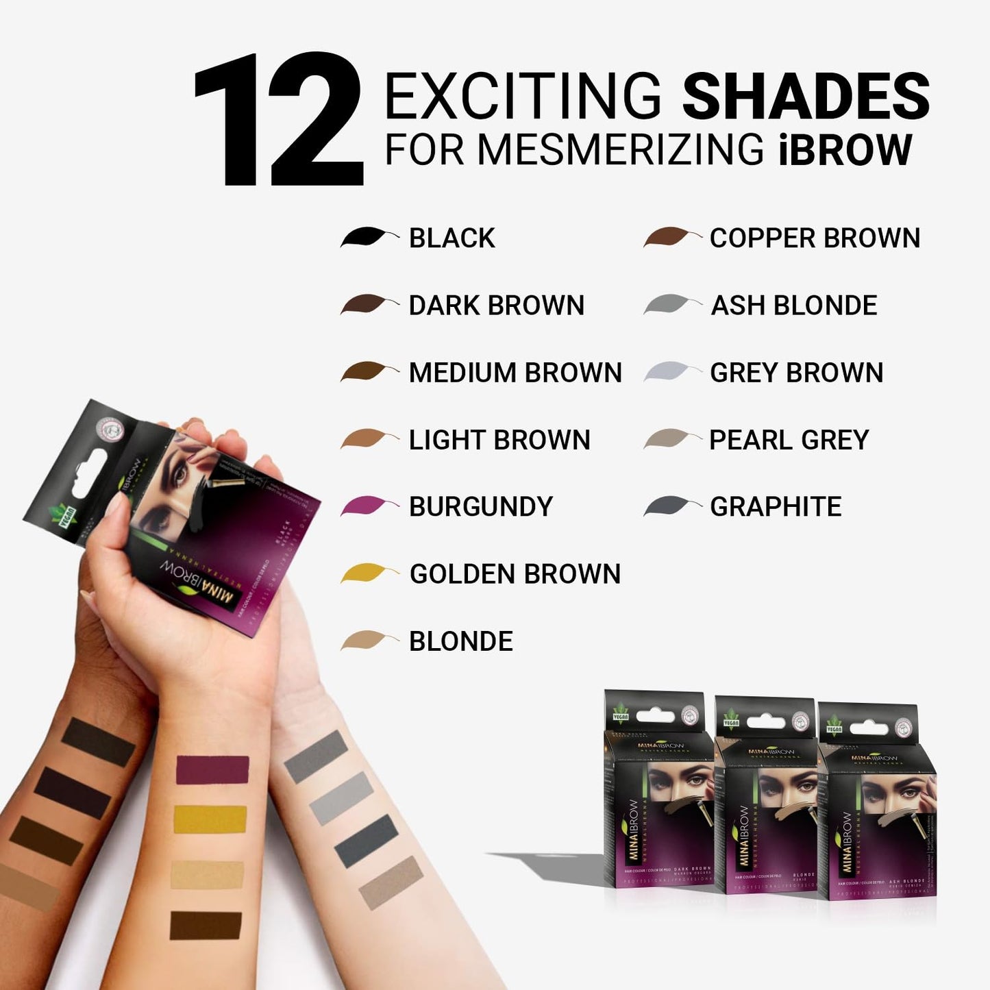 MINA iBrow Henna Hair Color Kit Graphite – Ammonia Free, Cruelty Free, Up to 6 Weeks | MinaiBrow