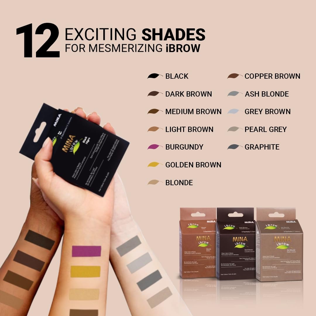 MinaiBrow Tint Kit Dark Brow – Natural, Ammonia-Free Brow Tint with Stain Remover