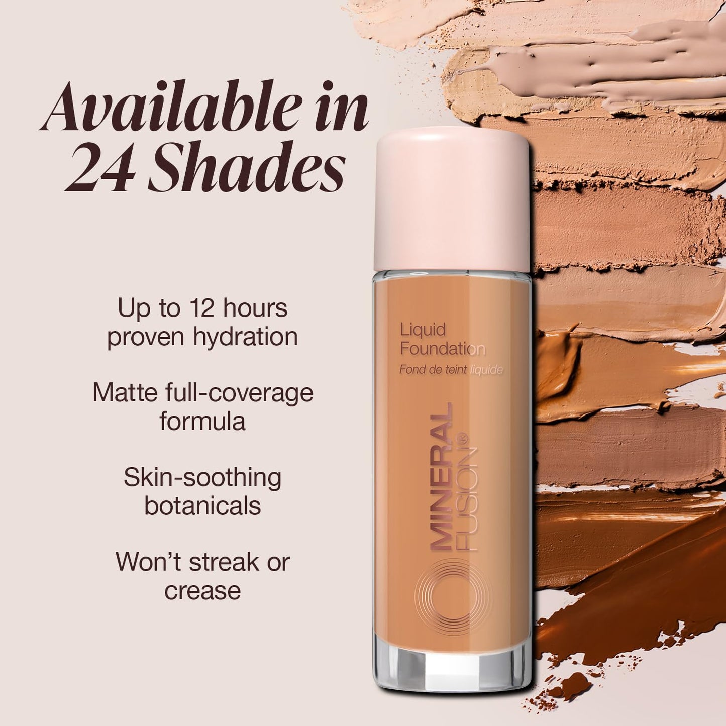 Mineral Fusion Full Coverage Foundation Deep 2 Tan - Golden Undertones, Lightweight Matte, Up to 12 Hr Hydration, Vegan & Hypoallergenic