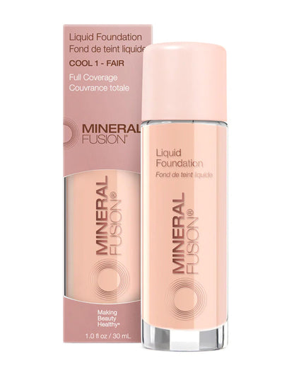 Mineral Fusion Full Coverage Liquid Foundation Cool 1 Fair - Lightweight Hydrating Matte Finish