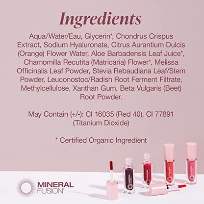 Mineral Fusion 2-in-1 Lip & Cheek Stain Tavel - Vibrant Coral Hydrating Matte Color