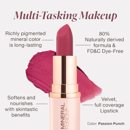 Mineral Fusion Long-Lasting Lipstick — Vivid, Smudge-Free Color with Avocado Oil