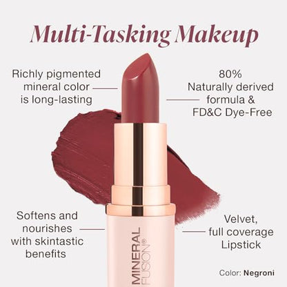 Mineral Fusion Negroni Lipstick — Long-Lasting, Smudge-Free Color with Avocado Oil