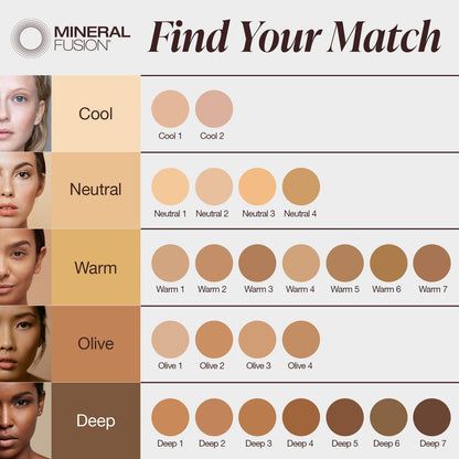 Mineral Fusion Pressed Powder Foundation Deep 2 – Tan with Golden Undertones, Matte Finish