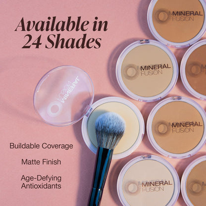 Mineral Fusion Pressed Powder Foundation Deep 2 – Tan with Golden Undertones, Matte Finish