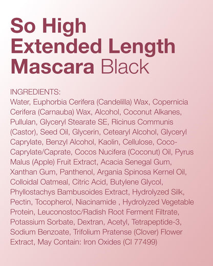 Mineral Fusion So High Extended Length Mascara – Long-Wear, Hypoallergenic, No Smudge (Black)