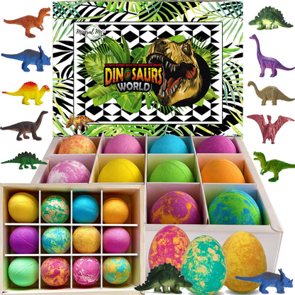 Mineral Me California | 12 Dinosaur Bath Bombs with Toys – Organic Kids Bubble Bath Fizzies