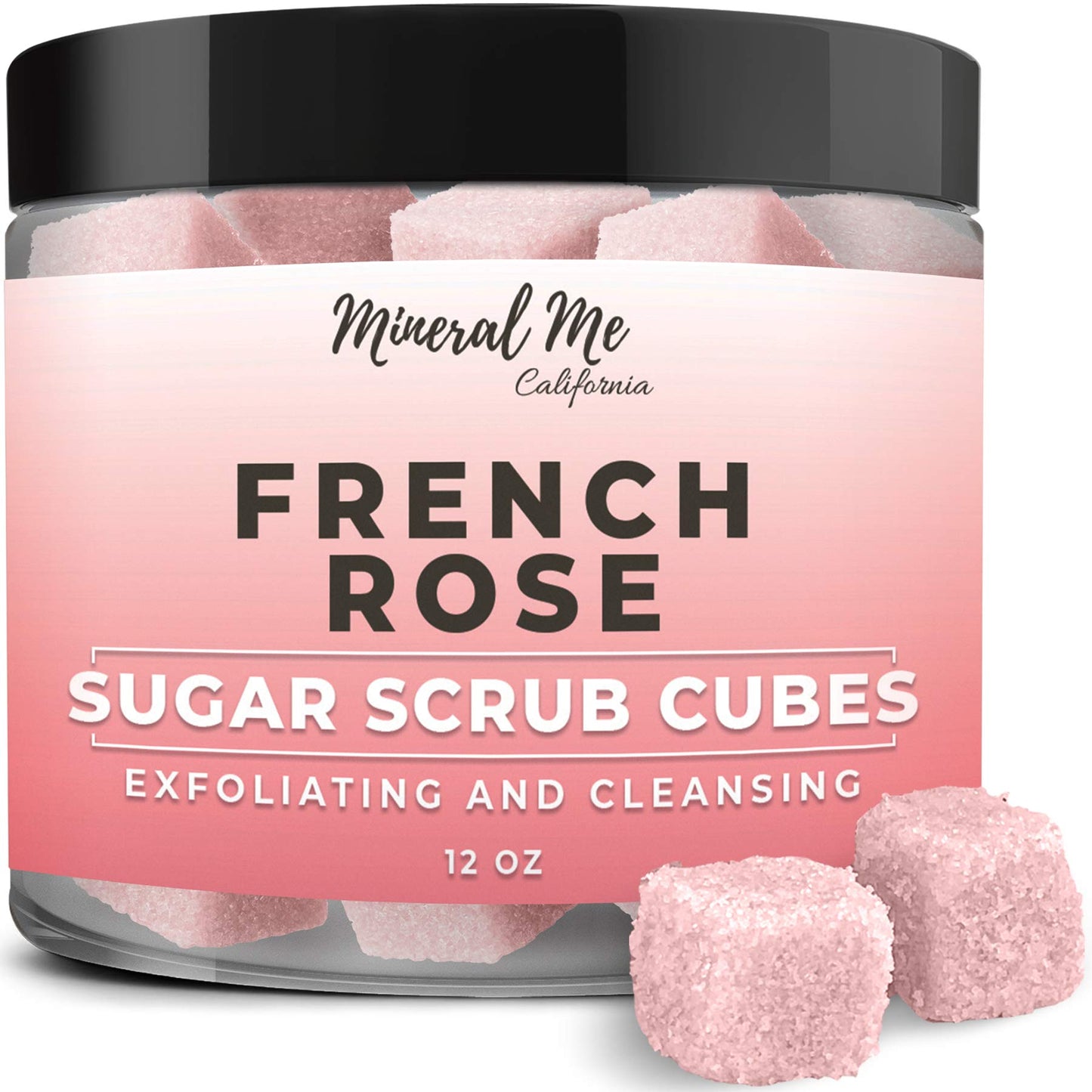Mineral Me California Body Scrub Exfoliator – 12oz French Rose Sugar Cubes with Mango & Shea Butter