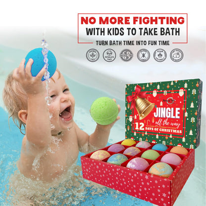 Mineral Me California Christmas Advent Calendar Bath Bombs for Kids – 12 Organic Fizzies with Surprises