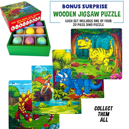 Mineral Me California Kids Bath Bombs with Dino Toy Inside – 9 Organic Dino Egg Set