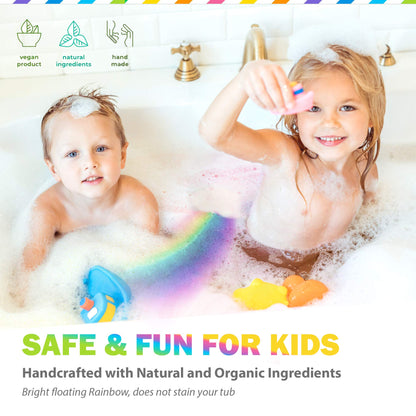 Mineral Me California Bath Bombs for Kids – All Natural Rainbow Cloud Bath Bombs with Organic Shea & Moisturizing Bubbles
