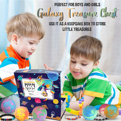 Mineral Me California Galaxy Bath Bombs for Kids — Surprise Jewelry & Reusable Keepsake Box
