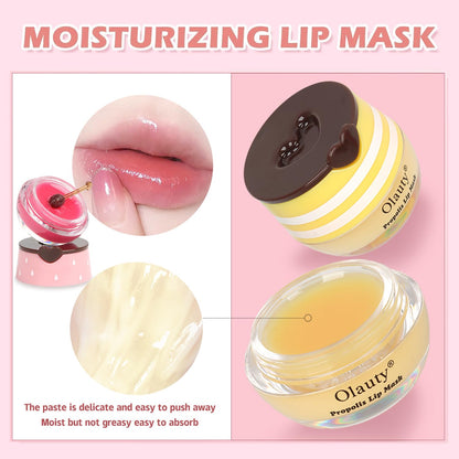 Miniling 4-Pack Bee Lip Balm Honey Pot – Hydrating Lip Mask & Exfoliating Lip Scrub