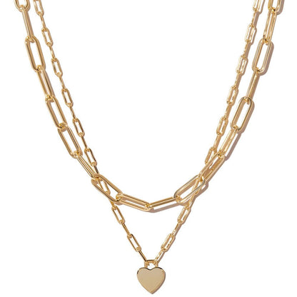 Minimalist Peach Heart Multi-Layer Necklace