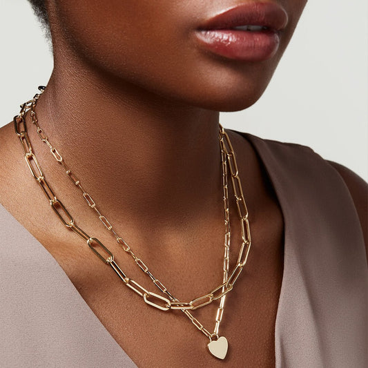 Minimalist Peach Heart Multi-Layer Necklace