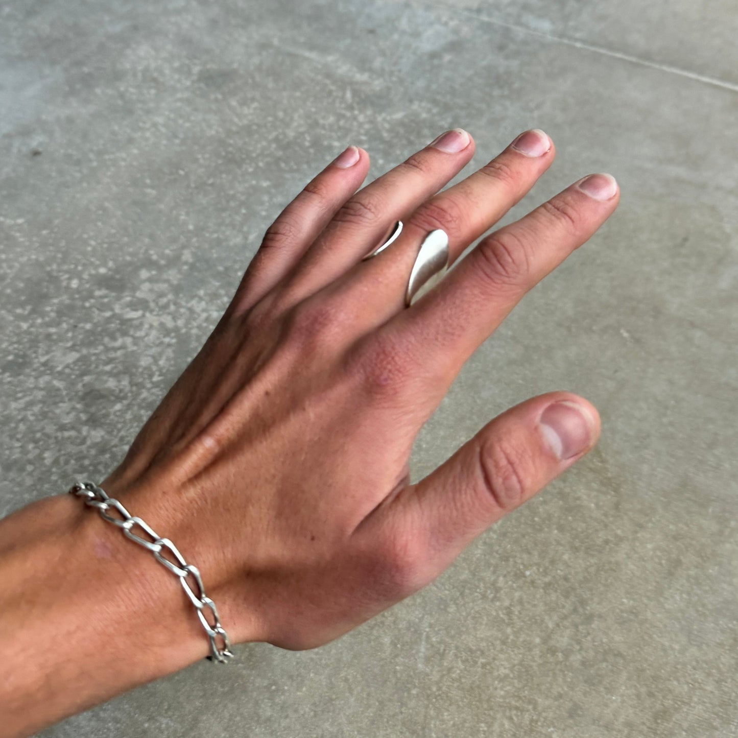 Abstract Asymmetric Silver Ring