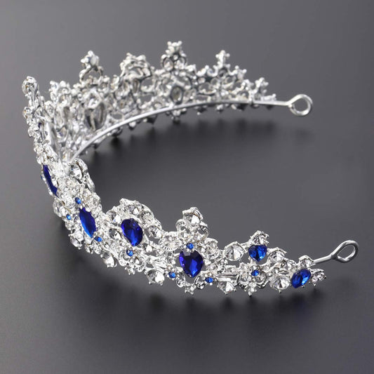 Minkissy Royal Blue Wedding Tiara – Crystal Rhinestone Bridal Crown