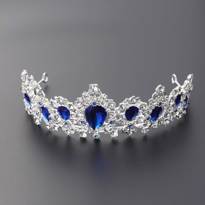 Minkissy Royal Blue Wedding Tiara – Crystal Rhinestone Bridal Crown