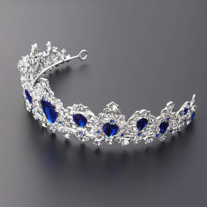 Minkissy Royal Blue Wedding Tiara – Crystal Rhinestone Bridal Crown