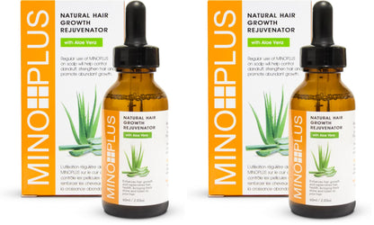 MINO PLUS Natural Hair Growth Serum – 60ml x2 | Aloe Vera, Vitamins A–E for Stronger, Fuller Hair