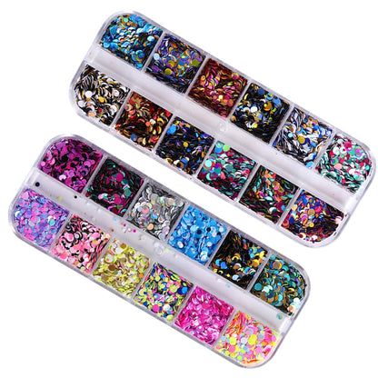Mipcase 3 Boxes Circle Nail Sequins | Glitter Round Nail Art Stickers