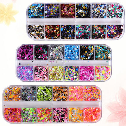 Mipcase 3 Boxes Circle Nail Sequins | Glitter Round Nail Art Stickers