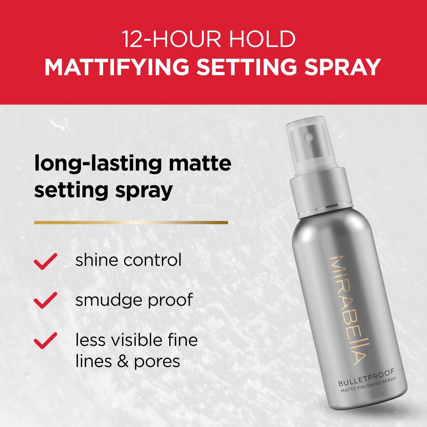 Mirabella Bulletproof Matte Setting Spray – 12-Hour Hold, Weightless Matte Finish
