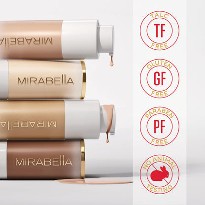 Mirabella Invincible for All HD Liquid Foundation – Hydrating, Full-Coverage Demi-Matte Finish, Tan T160