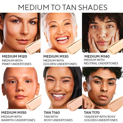 Mirabella Invincible for All HD Liquid Foundation – Hydrating, Full-Coverage Demi-Matte Finish, Tan T160