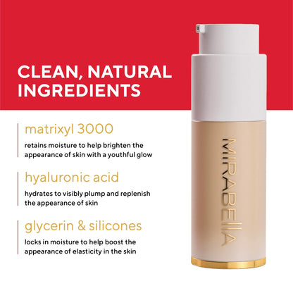 Mirabella Invincible for All HD Liquid Foundation – Hydrating, Full-Coverage Demi-Matte Finish, Tan T160