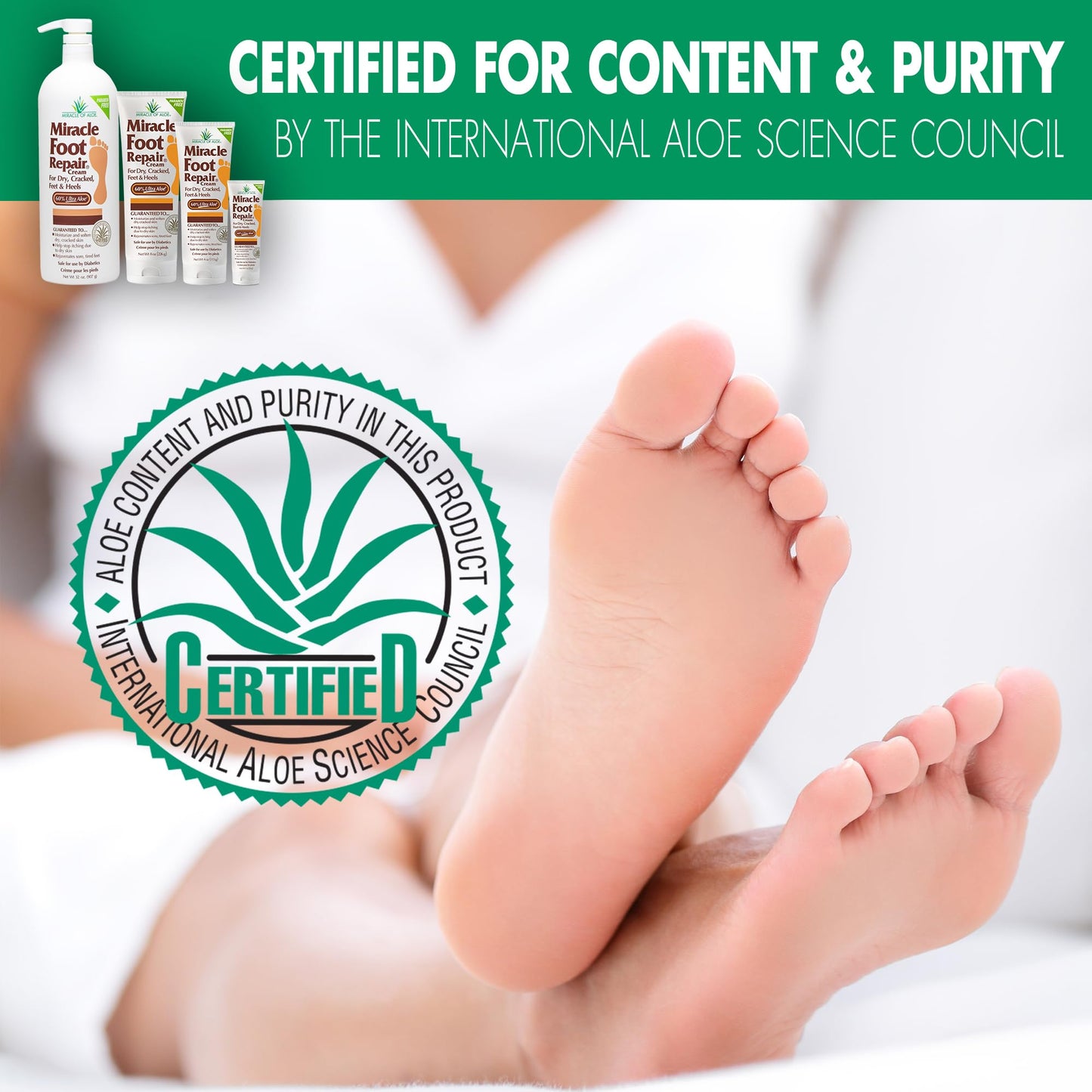 Miracle Foot Repair Cream – 60% Ultra Aloe, Diabetic-Safe, 2-Pack