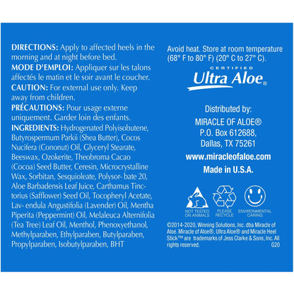 Miracle of Aloe Heel Balm Stick with Gel Socks – Soothe Dry, Cracked Heels