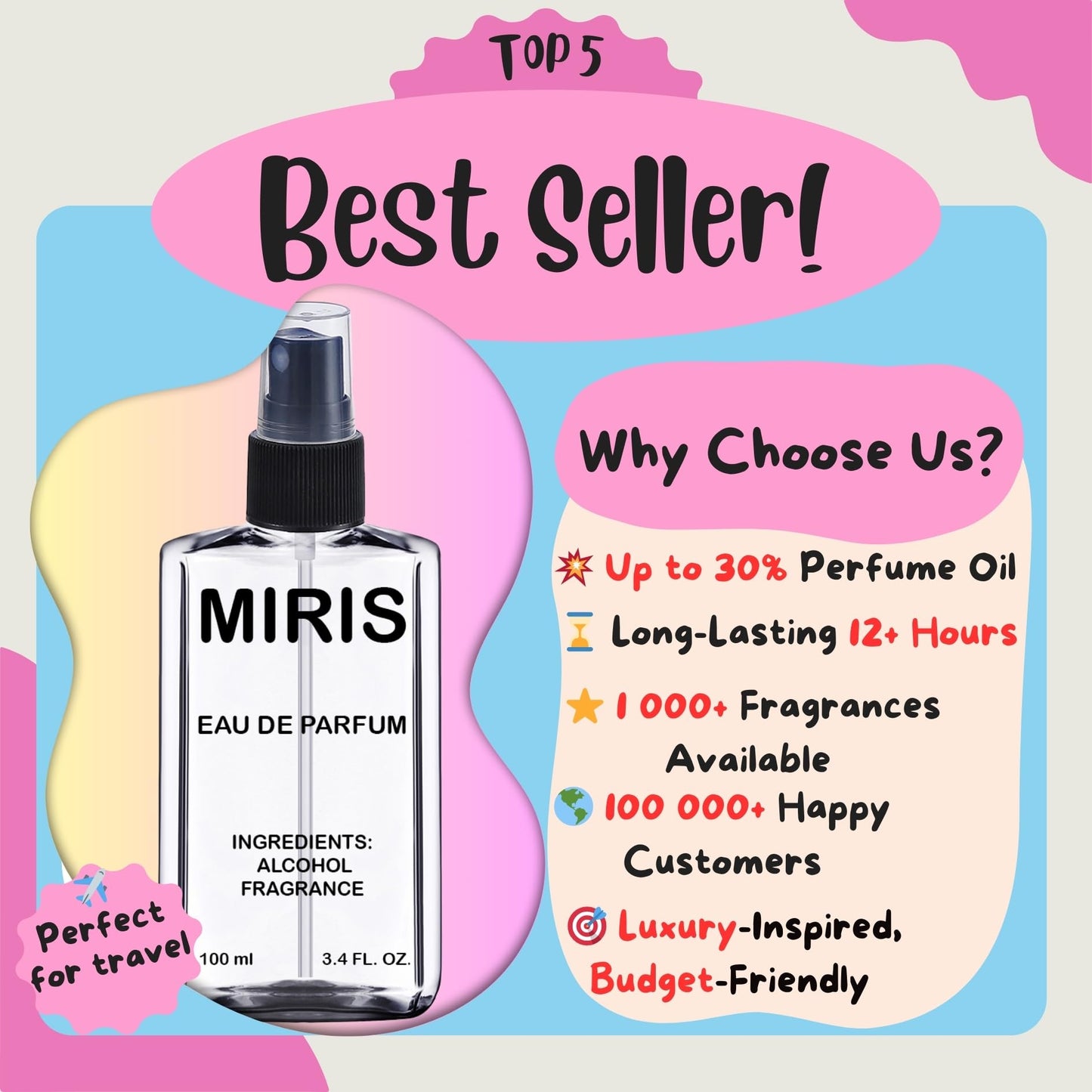 MIRIS No. 21224 – Inspired by Koko Mademoise, Long-Lasting Women’s Eau de Parfum 3.4 fl oz