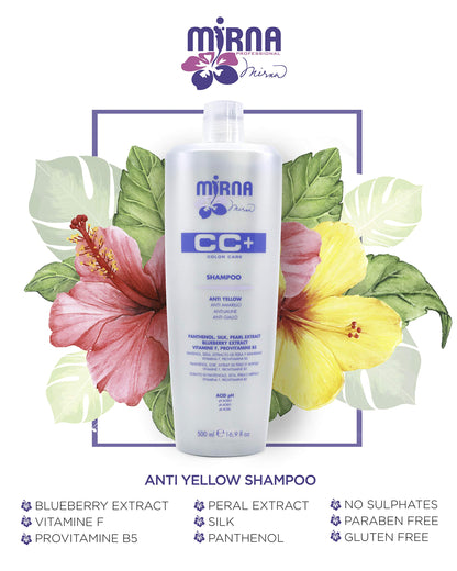 Mirna Professional Color Care NO Yellow Shampoo – Delicate pH, Blueberry & Silk