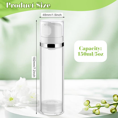 Mirrline 4-Piece 150ml Airless Pump Bottles | Vacuum Dispenser Travel Containers (2-Pack)