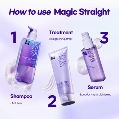 Mise En Scene Perfect Serum Magic Straight – Hair Taming Oil, Heat Protectant, Humidity Shield | Coconut Oil, Bergamot | 2.7 Fl Oz