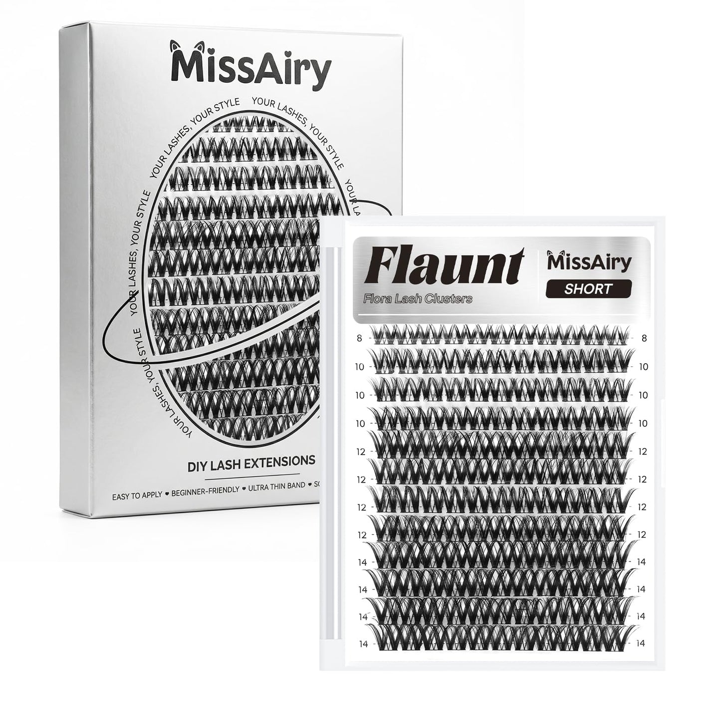 MissAiry Flaunt Lash Clusters 8-14mm Wispy D-Curl Eyelash Extensions