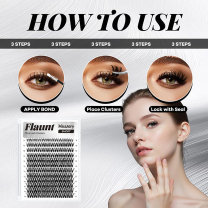 MissAiry Flaunt Lash Clusters 8-14mm Wispy D-Curl Eyelash Extensions